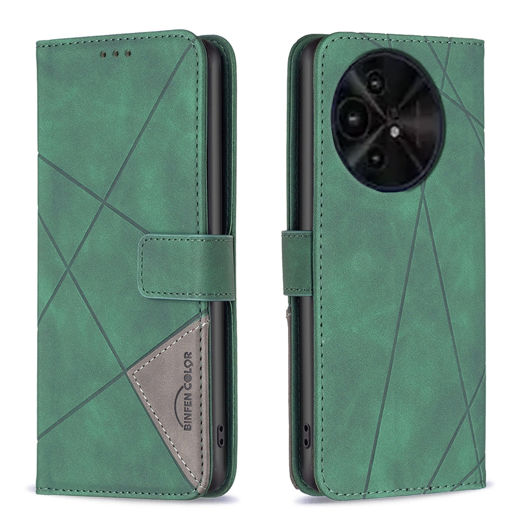 TCL 50 XL 5G Rhombus Texture Leather Phone Case with Magnetic Buckle and Card Holder