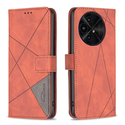 TCL 50 XE Rhombus Texture Leather Phone Case with Magnetic Buckle and Card Holder