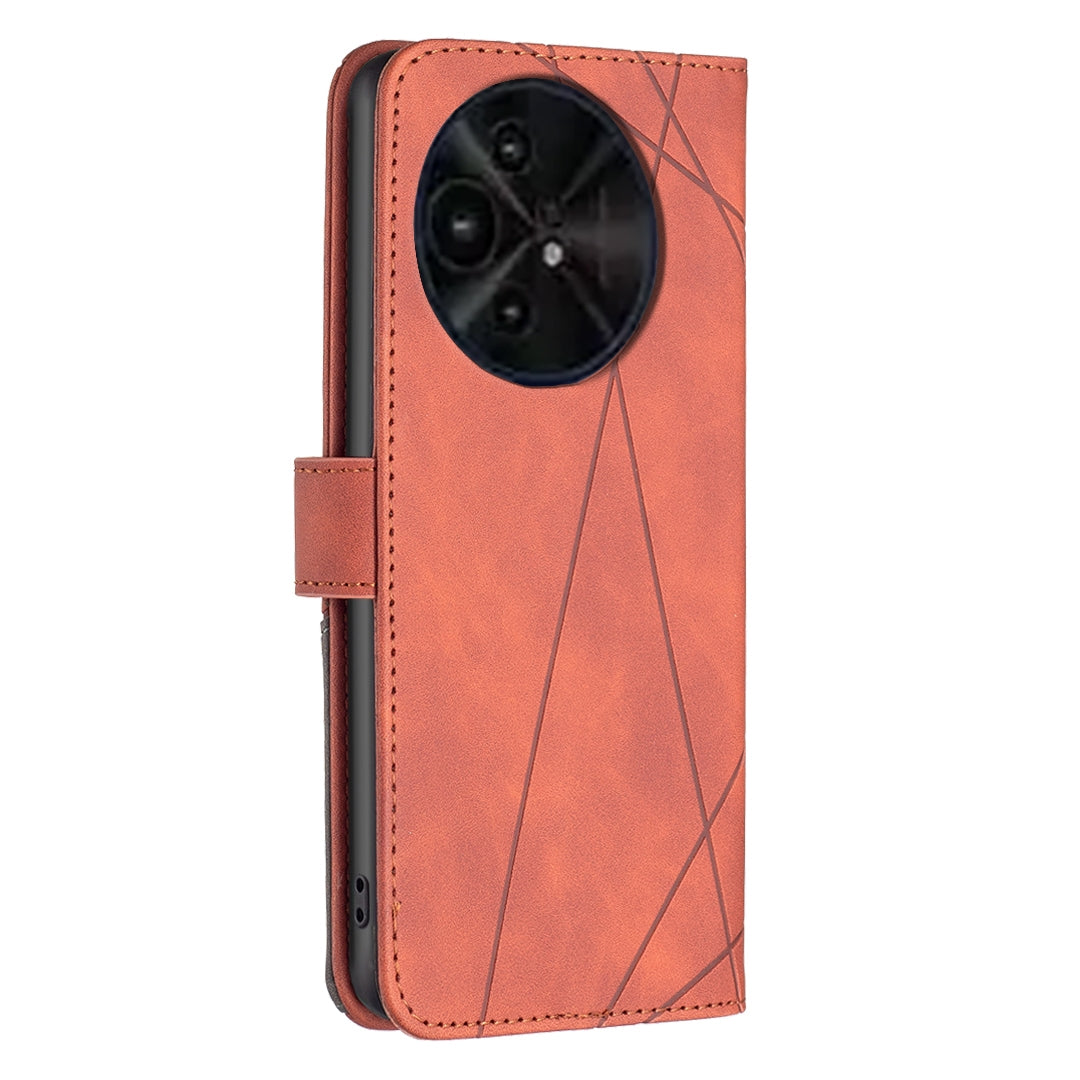 TCL 50 XE Rhombus Texture Leather Phone Case with Magnetic Buckle and Card Holder