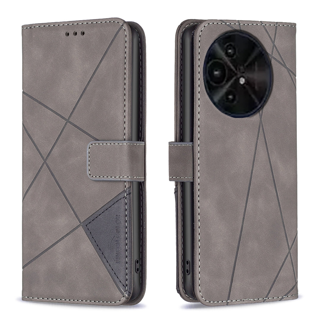 TCL 50 XE Rhombus Texture Leather Phone Case with Magnetic Buckle and Card Holder