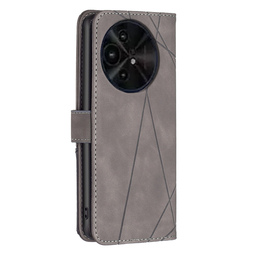 TCL 50 XE Rhombus Texture Leather Phone Case with Magnetic Buckle and Card Holder