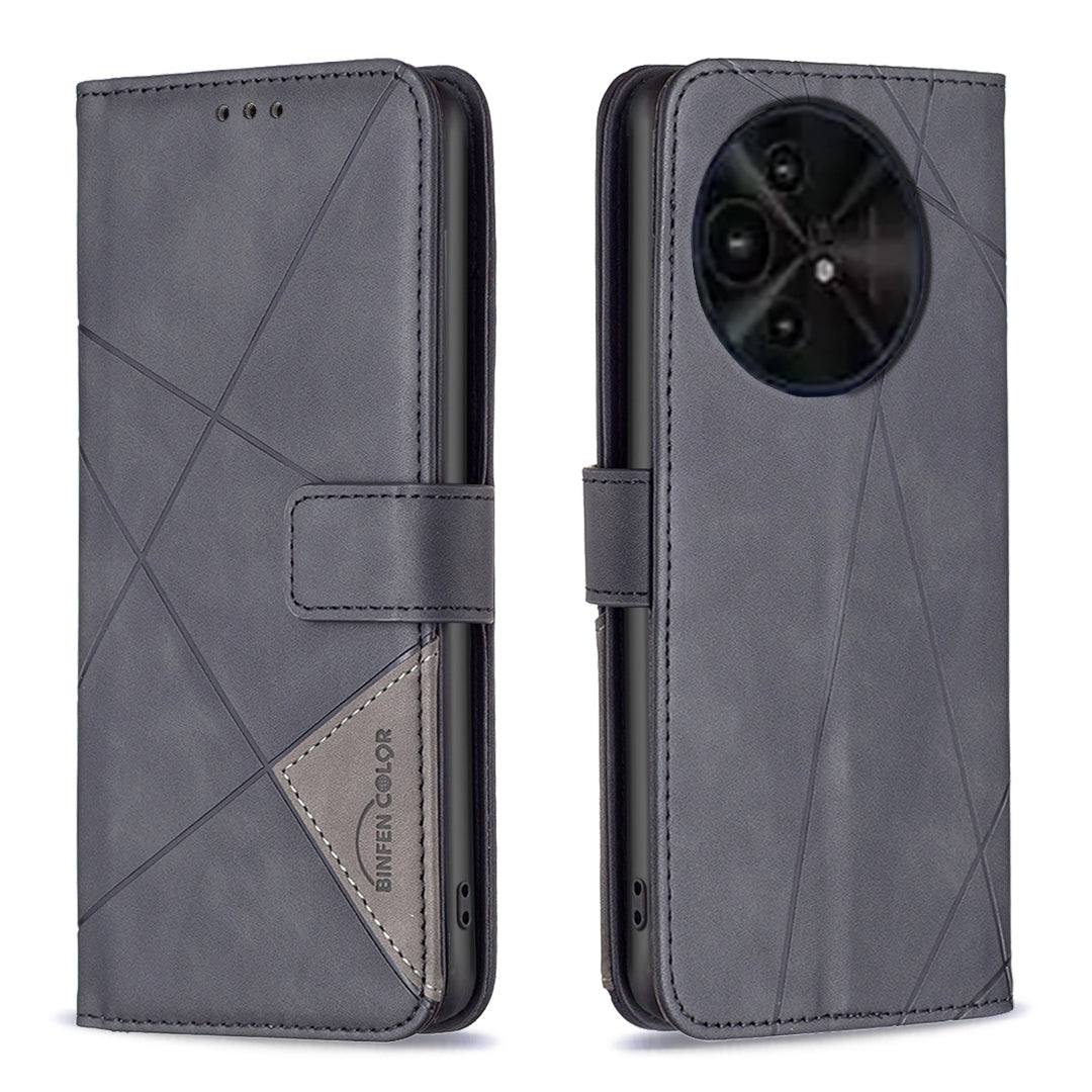 TCL 50 XE Rhombus Texture Leather Phone Case with Magnetic Buckle and Card Holder