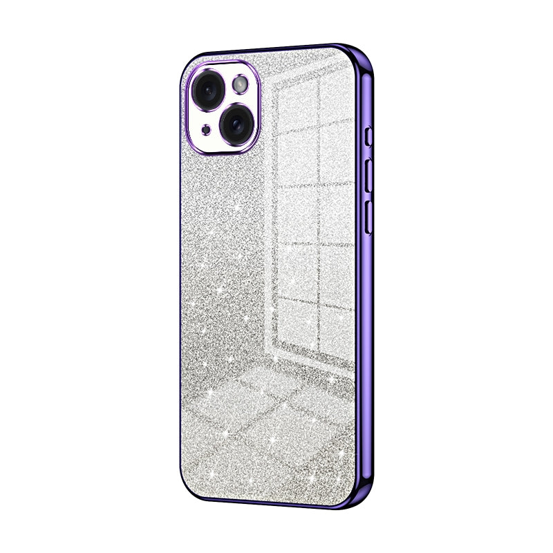 iPhone 15 Plus Luxurious Electroplated Gradient Glitter Powder Case - Enhanced Lens Protection