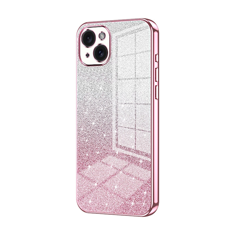 iPhone 15 Plus Luxurious Electroplated Gradient Glitter Powder Case - Enhanced Lens Protection