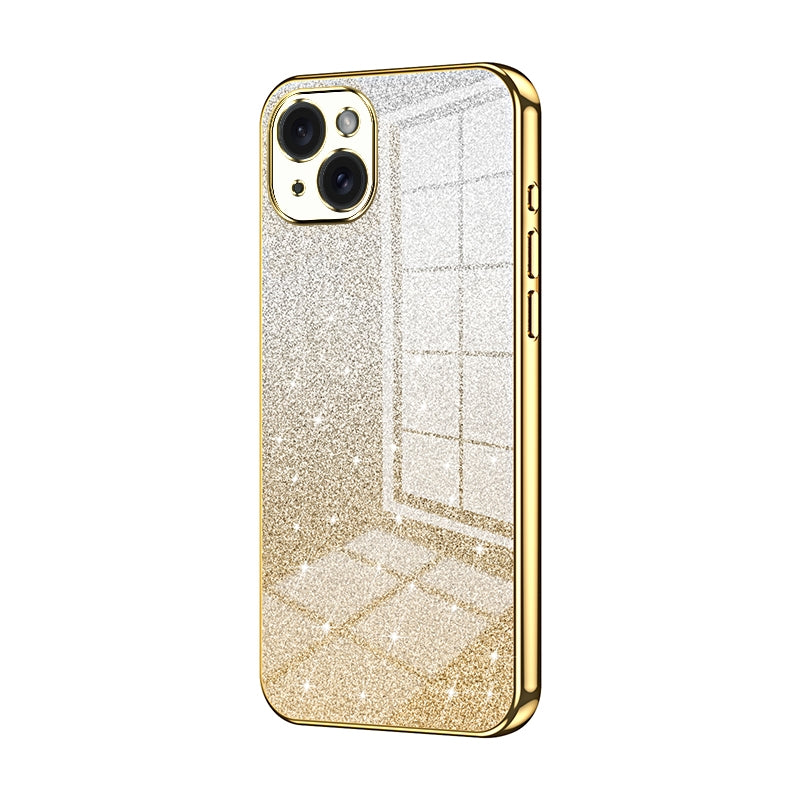 iPhone 15 Plus Luxurious Electroplated Gradient Glitter Powder Case - Enhanced Lens Protection