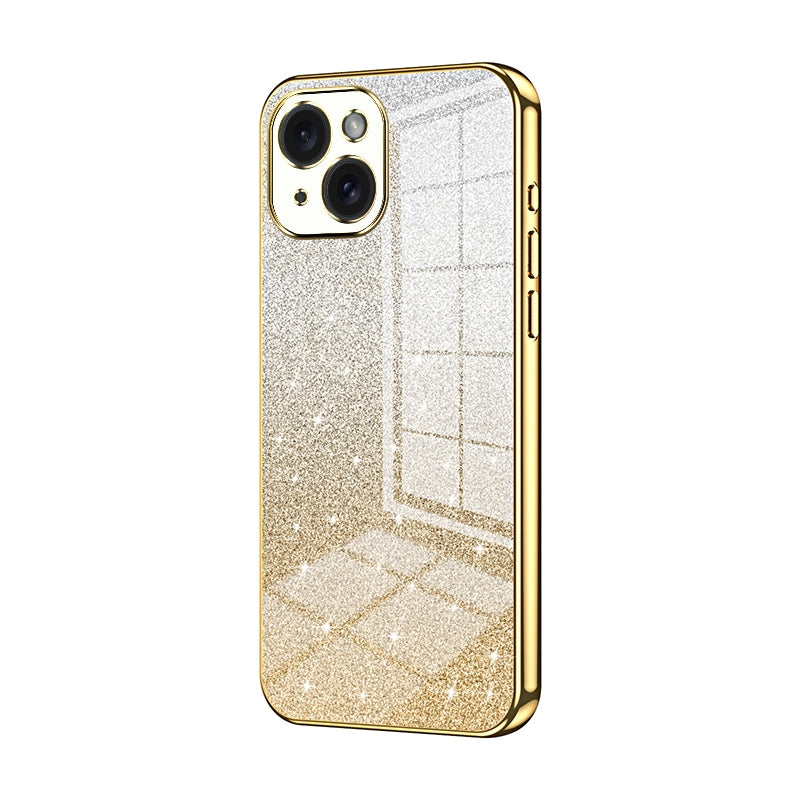 iPhone 15 Luxurious Electroplated Gradient Glitter Powder Case - Enhanced Lens Protection