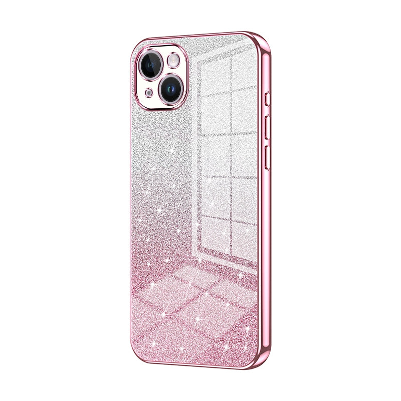 iPhone 14 Plus Luxurious Electroplated Gradient Glitter Powder Case - Enhanced Lens Protection