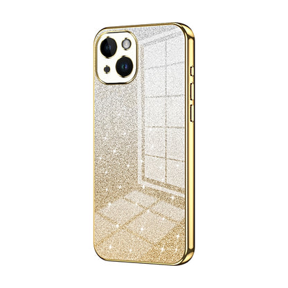 iPhone 14 Luxurious Electroplated Gradient Glitter Powder Case - Enhanced Lens Protection