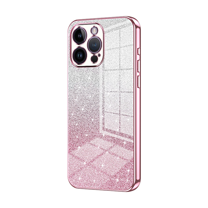 iPhone 14 Pro Max Luxurious Electroplated Gradient Glitter Powder Case - Enhanced Lens Protection