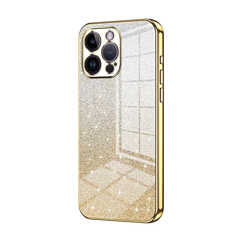 iPhone 14 Pro Max Luxurious Electroplated Gradient Glitter Powder Case - Enhanced Lens Protection