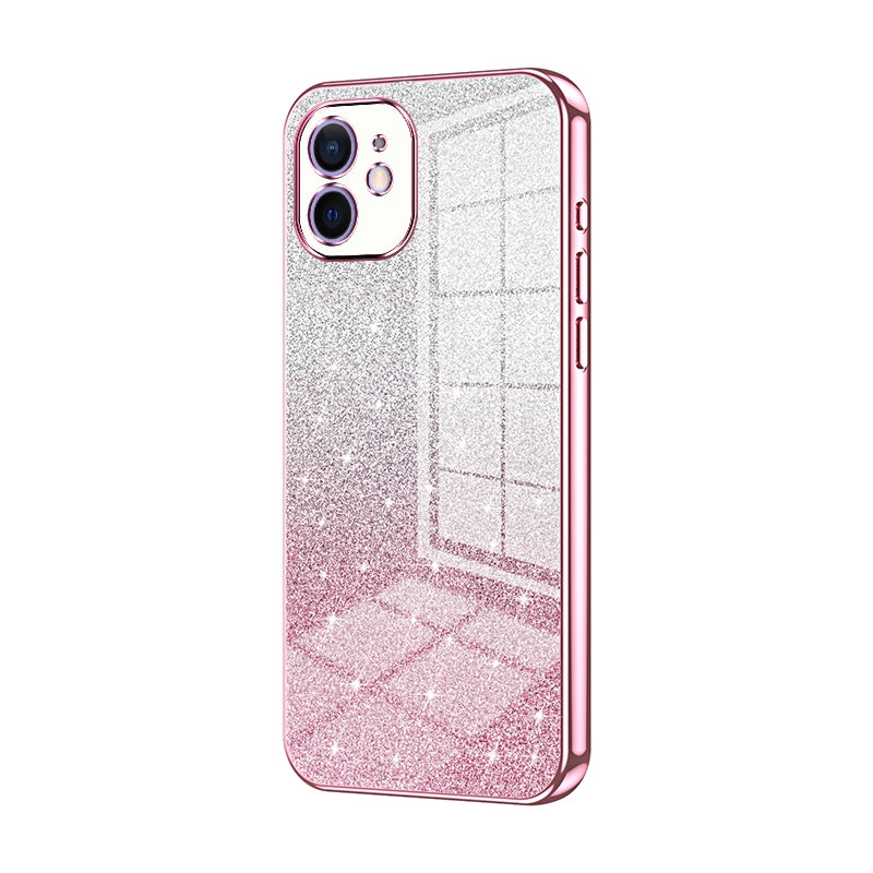 iPhone 12 Luxurious Electroplated Gradient Glitter Powder Case - Enhanced Lens Protection