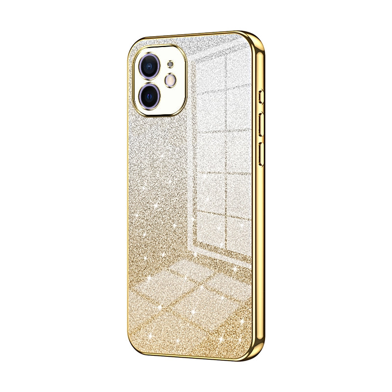 iPhone 12 Luxurious Electroplated Gradient Glitter Powder Case - Enhanced Lens Protection