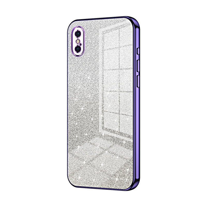 iPhone X Luxurious Electroplated Gradient Glitter Powder Case - Enhanced Lens Protection