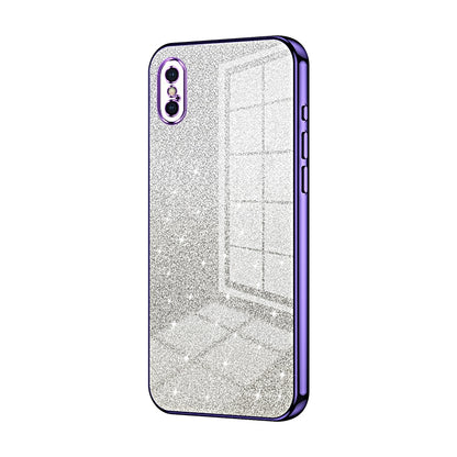 iPhone XS Luxurious Electroplated Gradient Glitter Powder Case - Enhanced Lens Protection