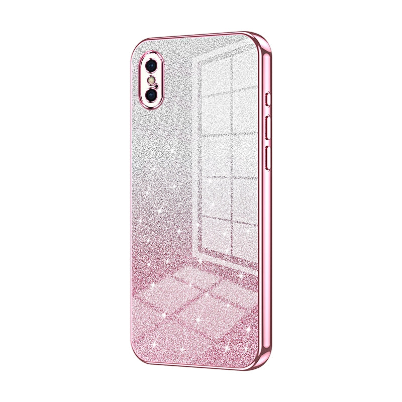 iPhone X Luxurious Electroplated Gradient Glitter Powder Case - Enhanced Lens Protection