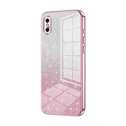 iPhone X Luxurious Electroplated Gradient Glitter Powder Case - Enhanced Lens Protection