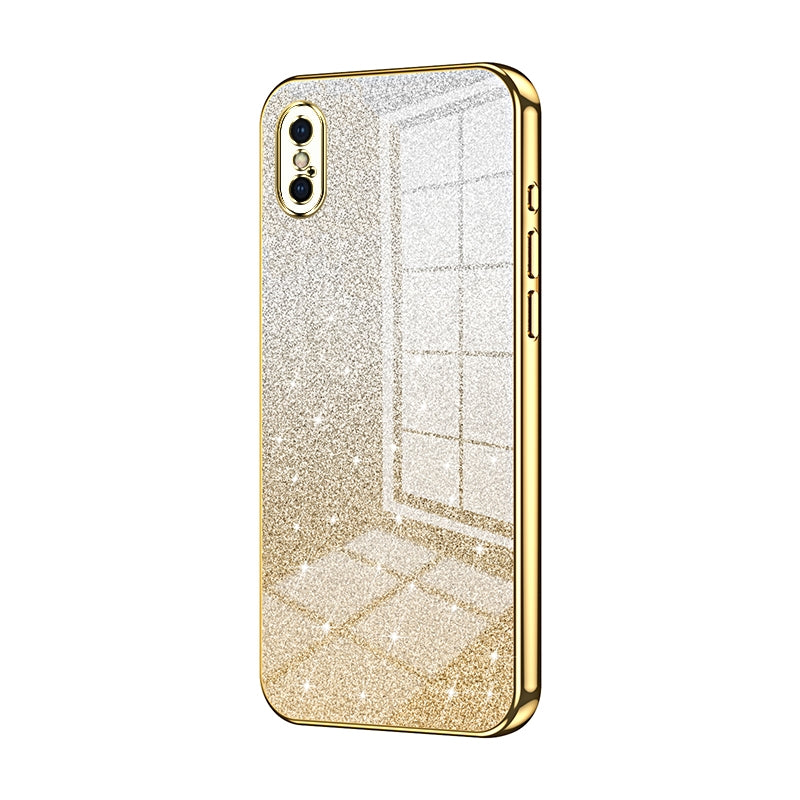 iPhone X Luxurious Electroplated Gradient Glitter Powder Case - Enhanced Lens Protection