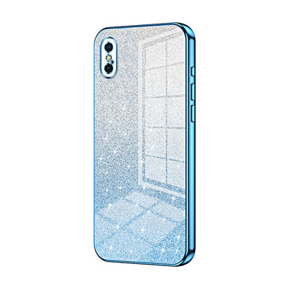 iPhone X Luxurious Electroplated Gradient Glitter Powder Case - Enhanced Lens Protection