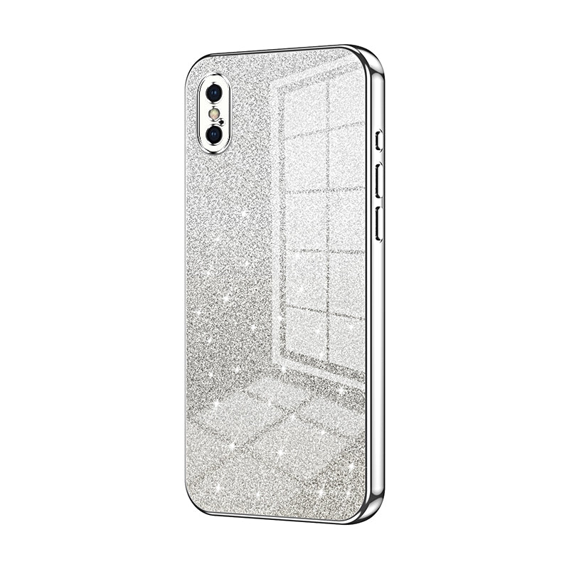 iPhone X Luxurious Electroplated Gradient Glitter Powder Case - Enhanced Lens Protection