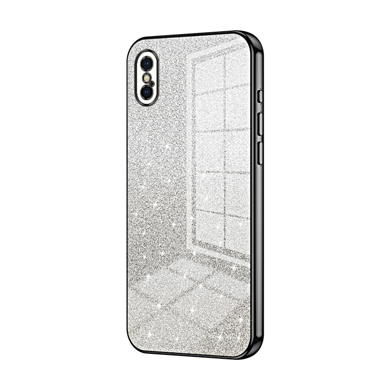 iPhone X Luxurious Electroplated Gradient Glitter Powder Case - Enhanced Lens Protection