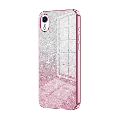 iPhone XR Luxurious Electroplated Gradient Glitter Powder Case - Enhanced Lens Protection