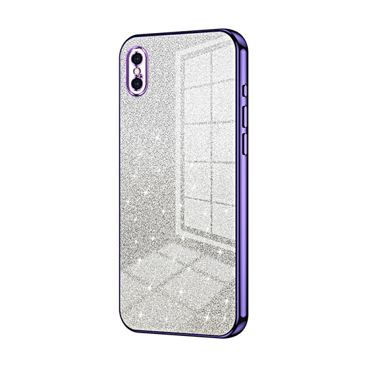 iPhone XS Max Luxurious Electroplated Gradient Glitter Powder Case - Enhanced Lens Protection