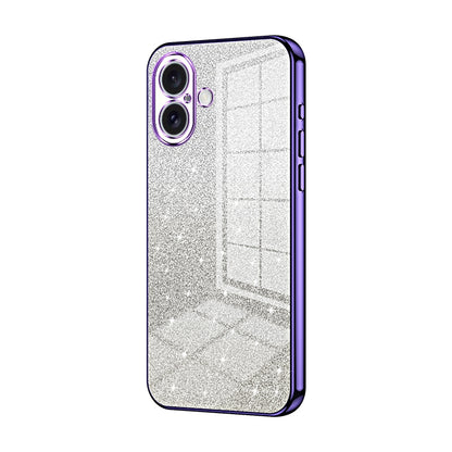 iPhone 16 Luxurious Electroplated Gradient Glitter Powder Case - Enhanced Lens Protection