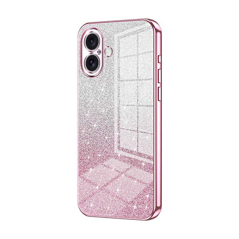 iPhone 16 Luxurious Electroplated Gradient Glitter Powder Case - Enhanced Lens Protection