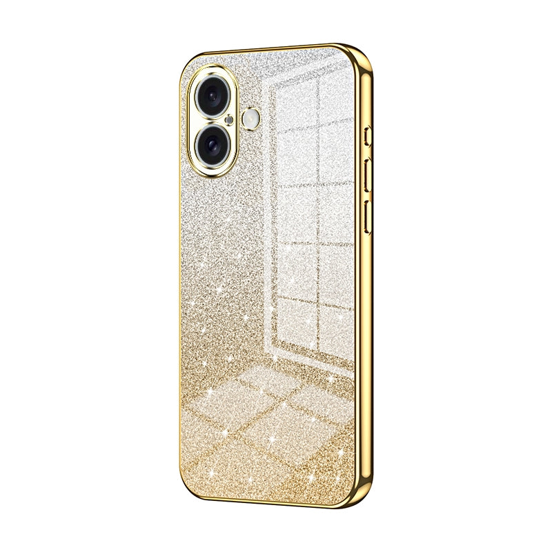 iPhone 16 Luxurious Electroplated Gradient Glitter Powder Case - Enhanced Lens Protection