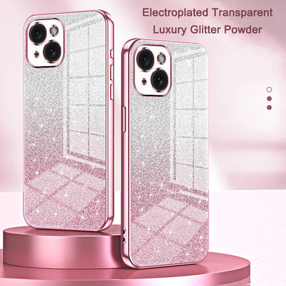 iPhone 14 Pro Max Luxurious Electroplated Gradient Glitter Powder Case - Enhanced Lens Protection