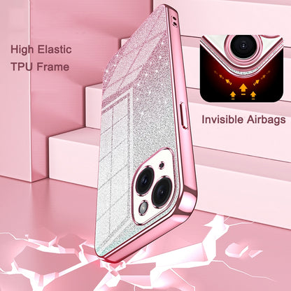 iPhone 15 Pro Luxurious Electroplated Gradient Glitter Powder Case - Enhanced Lens Protection