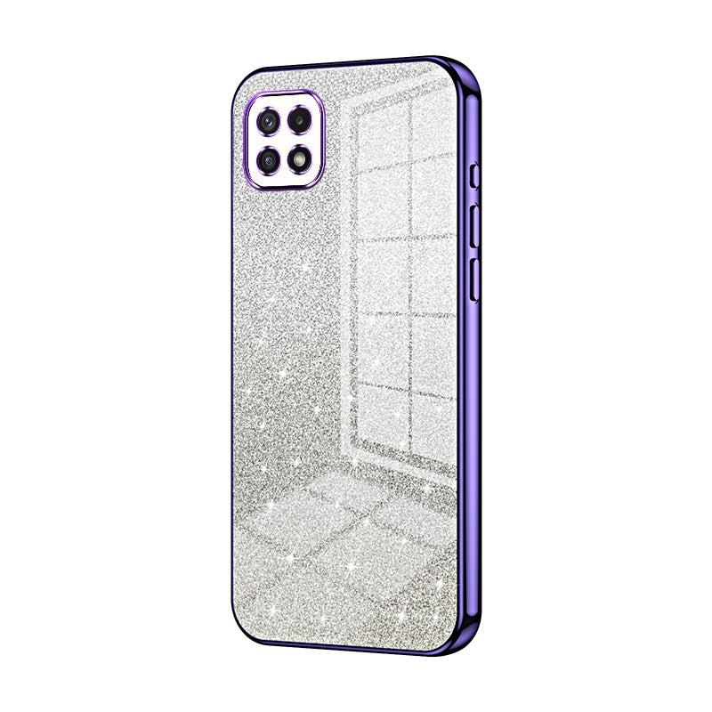 Samsung Galaxy A22s Luxurious Electroplated Gradient Glitter Powder Case - Enhanced Lens Protection