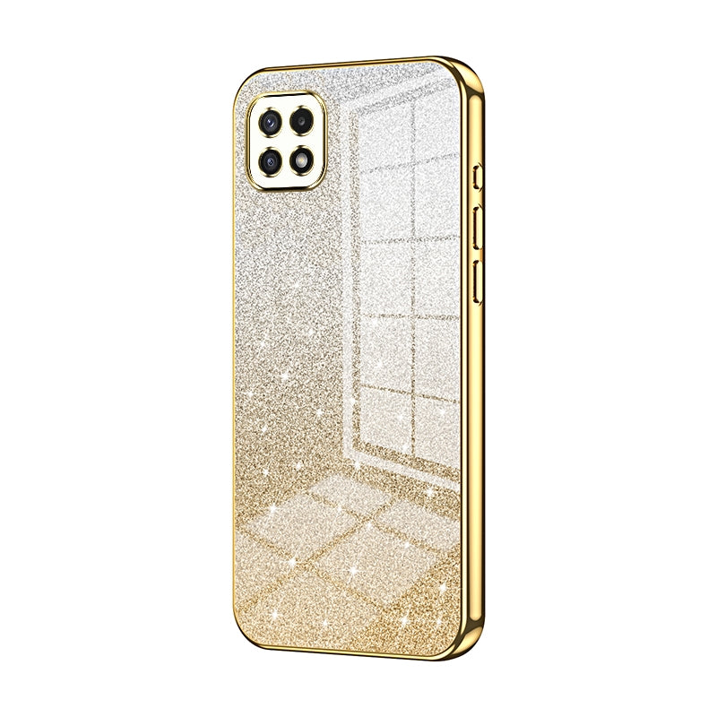 Samsung Galaxy A22 5G Luxurious Electroplated Gradient Glitter Powder Case - Enhanced Lens Protection