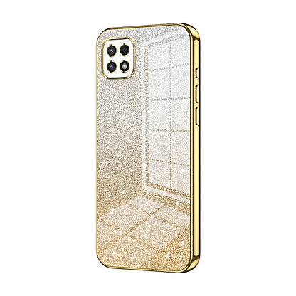 Samsung Galaxy A22 5G Luxurious Electroplated Gradient Glitter Powder Case - Enhanced Lens Protection