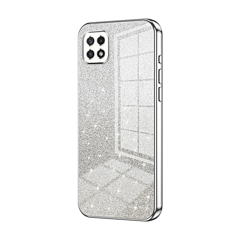 Samsung Galaxy A22s Luxurious Electroplated Gradient Glitter Powder Case - Enhanced Lens Protection