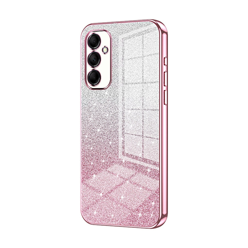 Samsung Galaxy M14 Luxurious Electroplated Gradient Glitter Powder Case - Enhanced Lens Protection