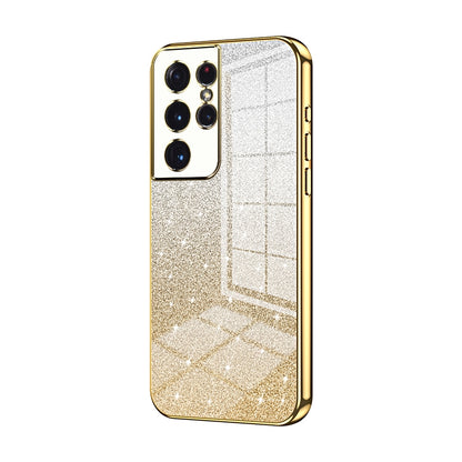 Samsung Galaxy S21 Ultra 5G Luxurious Electroplated Gradient Glitter Powder Case - Enhanced Lens Protection