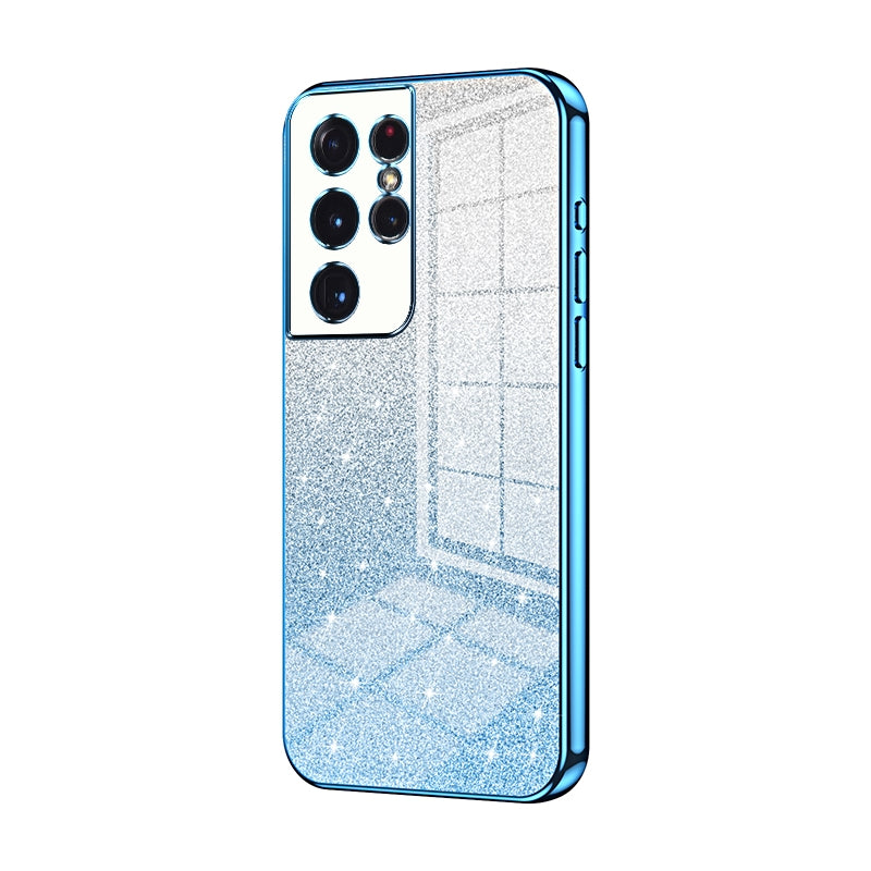 Samsung Galaxy S21 Ultra 5G Luxurious Electroplated Gradient Glitter Powder Case - Enhanced Lens Protection