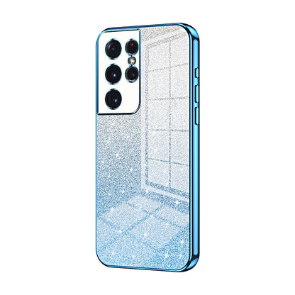 Samsung Galaxy S21 Ultra 5G Luxurious Electroplated Gradient Glitter Powder Case - Enhanced Lens Protection