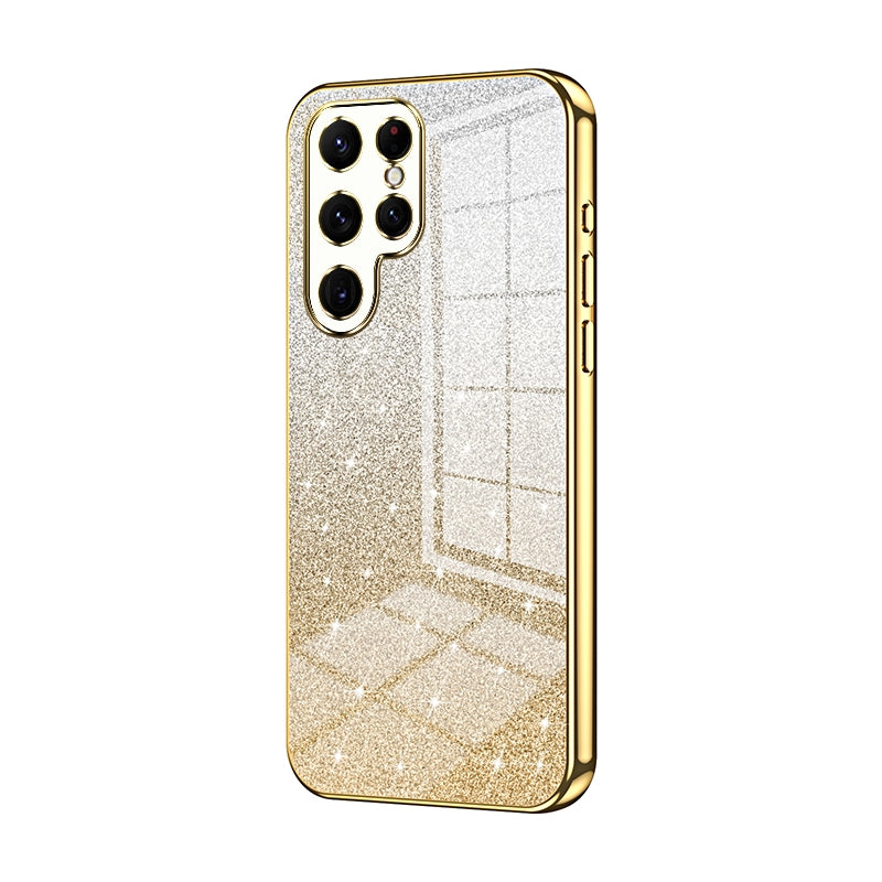 Samsung Galaxy S22 Ultra 5G Luxurious Electroplated Gradient Glitter Powder Case - Enhanced Lens Protection