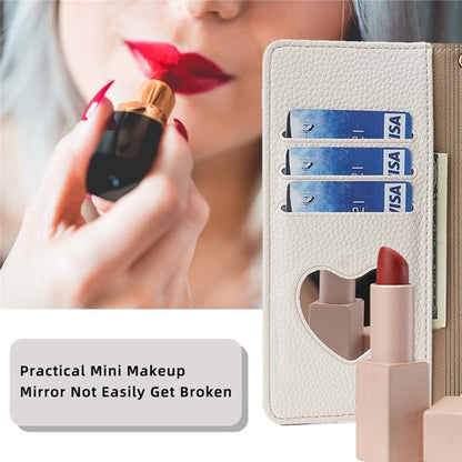 Meizu Note 9 Crossbody Phone Case with Litchi Texture Leather, Adjustable Kickstand, Card Slots, Zipper Purse, Makeup Mirror, and TPU Protection