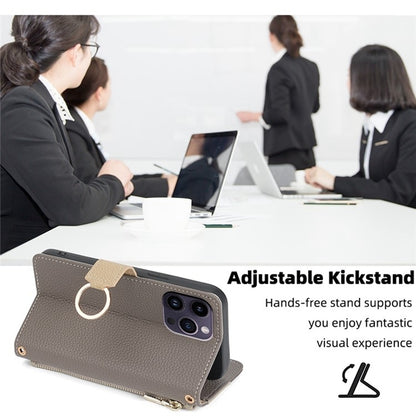 Rakuten Hand 4G Crossbody Phone Case with Litchi Texture Leather, Adjustable Kickstand, Card Slots, Zipper Purse, Makeup Mirror, and TPU Protection