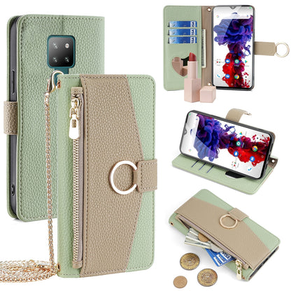 Cubot P30 Crossbody Phone Case with Litchi Texture Leather, Adjustable Kickstand, Card Slots, Zipper Purse, Makeup Mirror, and TPU Protection