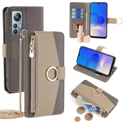 Blackview A85 Crossbody Phone Case with Litchi Texture Leather, Adjustable Kickstand, Card Slots, Zipper Purse, Makeup Mirror, and TPU Protection