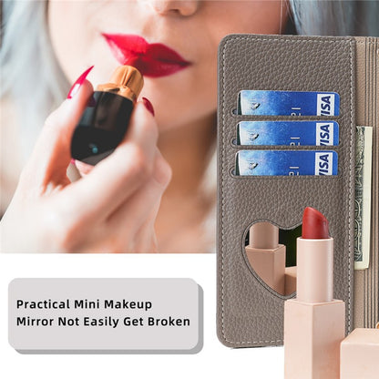Fujitsu Arrows We2 Crossbody Phone Case with Litchi Texture Leather, Adjustable Kickstand, Card Slots, Zipper Purse, Makeup Mirror, and TPU Protection