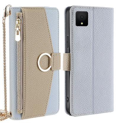 TCL 502 Crossbody Phone Case with Litchi Texture Leather, Adjustable Kickstand, Card Slots, Zipper Purse, Makeup Mirror, and TPU Protection