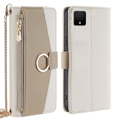 TCL 502 Crossbody Phone Case with Litchi Texture Leather, Adjustable Kickstand, Card Slots, Zipper Purse, Makeup Mirror, and TPU Protection
