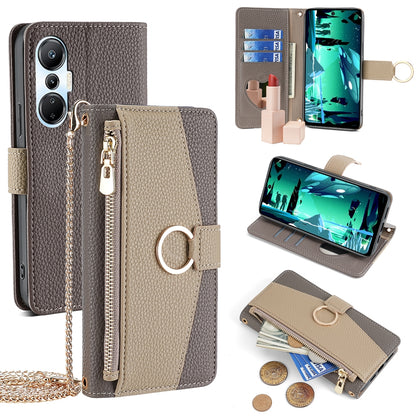 Infinix Hot 20S Crossbody Phone Case with Litchi Texture Leather, Adjustable Kickstand, Card Slots, Zipper Purse, Makeup Mirror, and TPU Protection