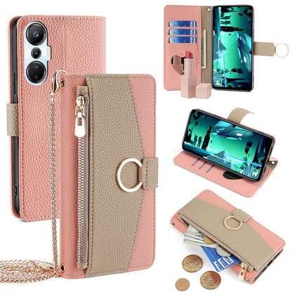 Infinix Hot 20S Crossbody Phone Case with Litchi Texture Leather, Adjustable Kickstand, Card Slots, Zipper Purse, Makeup Mirror, and TPU Protection