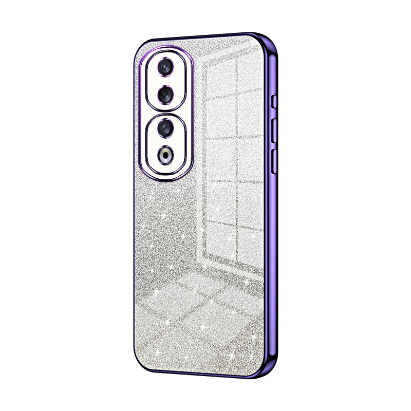 Honor 90 Pro Luxurious Electroplated Gradient Glitter Powder Case - Enhanced Lens Protection